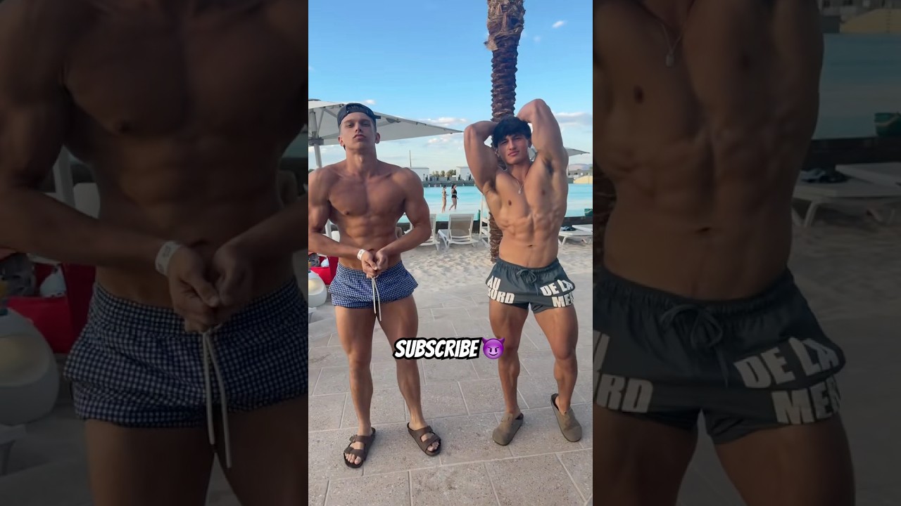 Handsome men at the beach