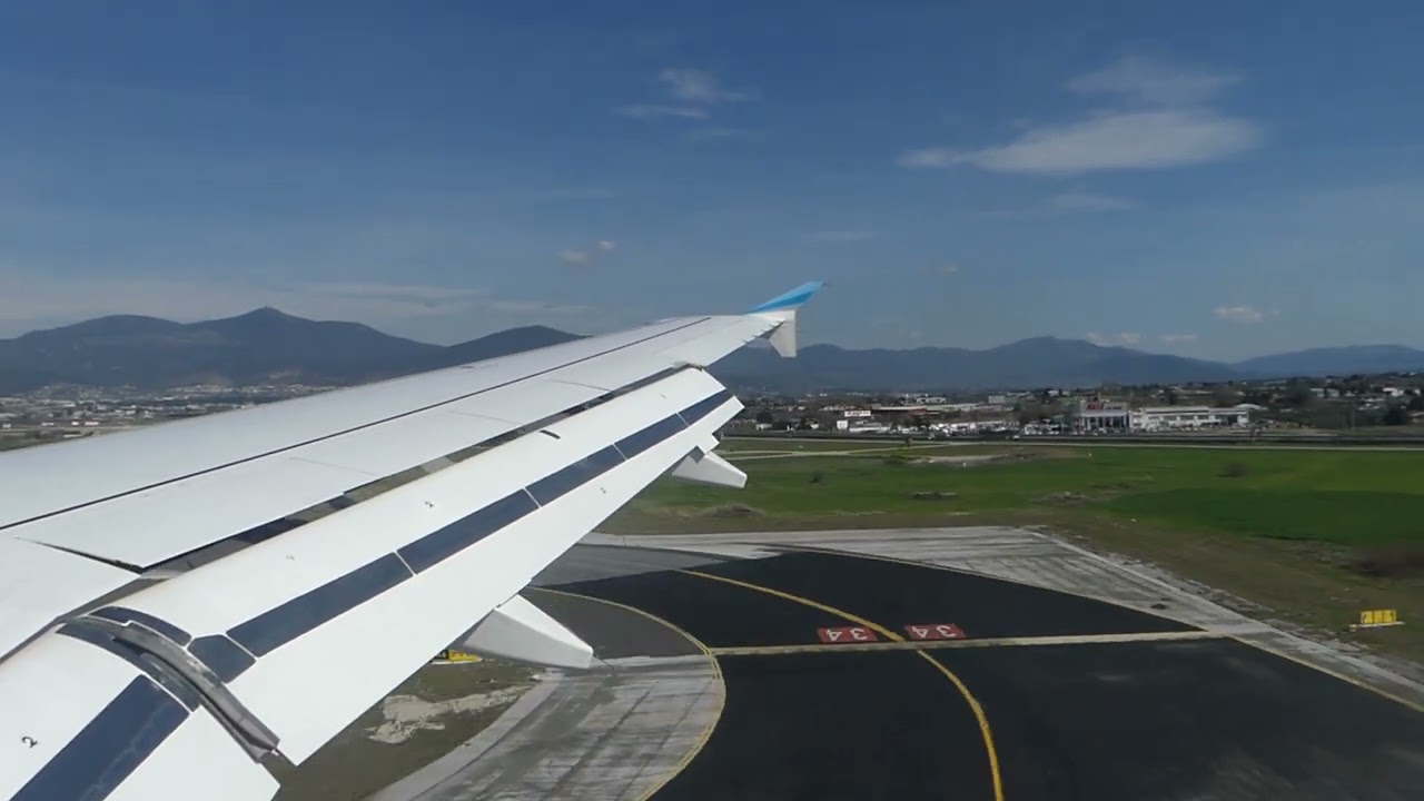 Landing EW9654/EWG4AM Thessaloniki (SKG/LGTS) runway 34