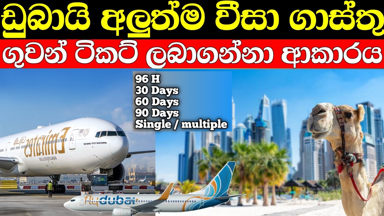 ඩුබායි අලුත්ම වීසා ගාස්තු සහ ගුවන් ටිකට් මිල | Dubai visa price & Airticket price