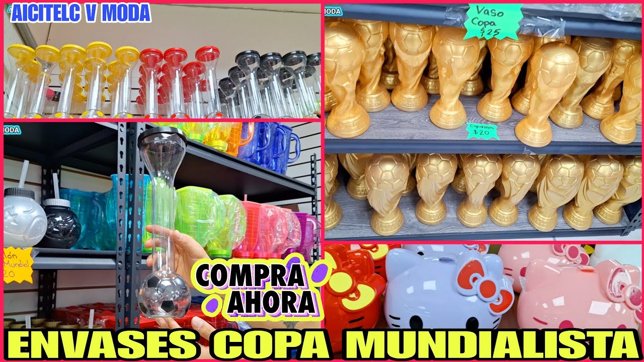 ENVASES PARA BEBIDAS DE BALÓN Y COPA DEL MUNDIAL A $20 PARA NEGOCIO O USO PERSONAL. 