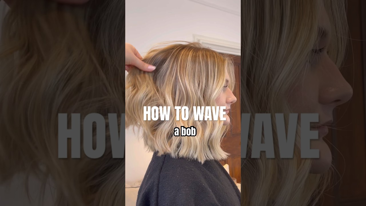 EASY beach wave on Bob using a straightener hair tutorial #flatironcurls #beachwave