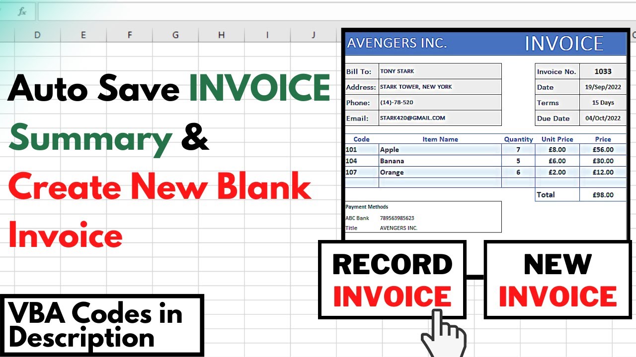 Excel VBA -How To Automatically Save Invoice Summary On A Separate Sheet +Create a New Blank Invoice