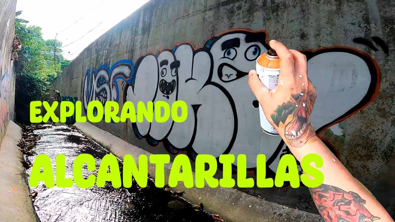 EXPLORACIÓN URBANA MEDELLÍN, GRAFFITI de alcantarilla | Graffiti ASMR throwup con base y Ferreteros