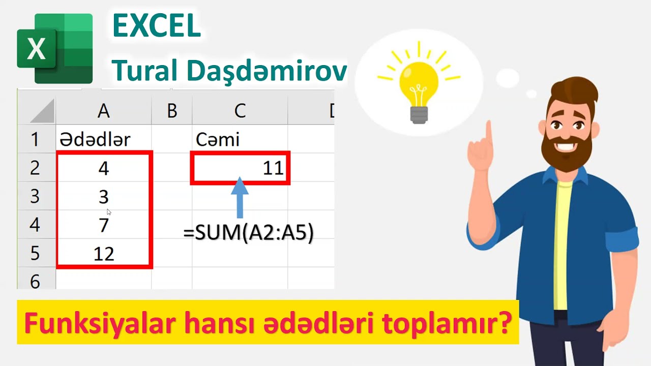 Excel-də hesablanmayan ədədlərin yerini tap