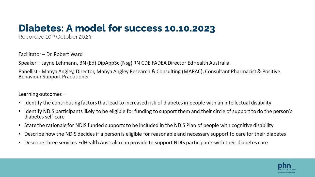 Diabetes: A model for success Webinar 10.10.2023