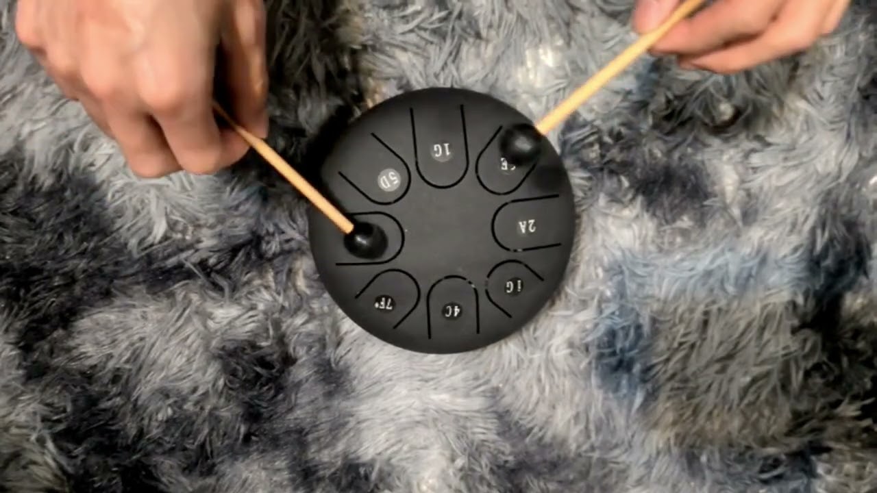 【Aiersi】KG-6 タングドラム 6インチ（直径150mm）Key:Gメジャー、Eマイナー 1オクターブ A=440Hz｜数字シール・クロス・簡単楽譜付き、ヨガ、癒し系,瞑想