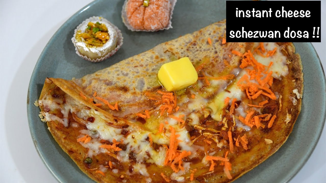 Instant Cheesy Schezwan Dosa Recipe | Schezwan dosa recipe | Cheese dosa | street style masala dosa