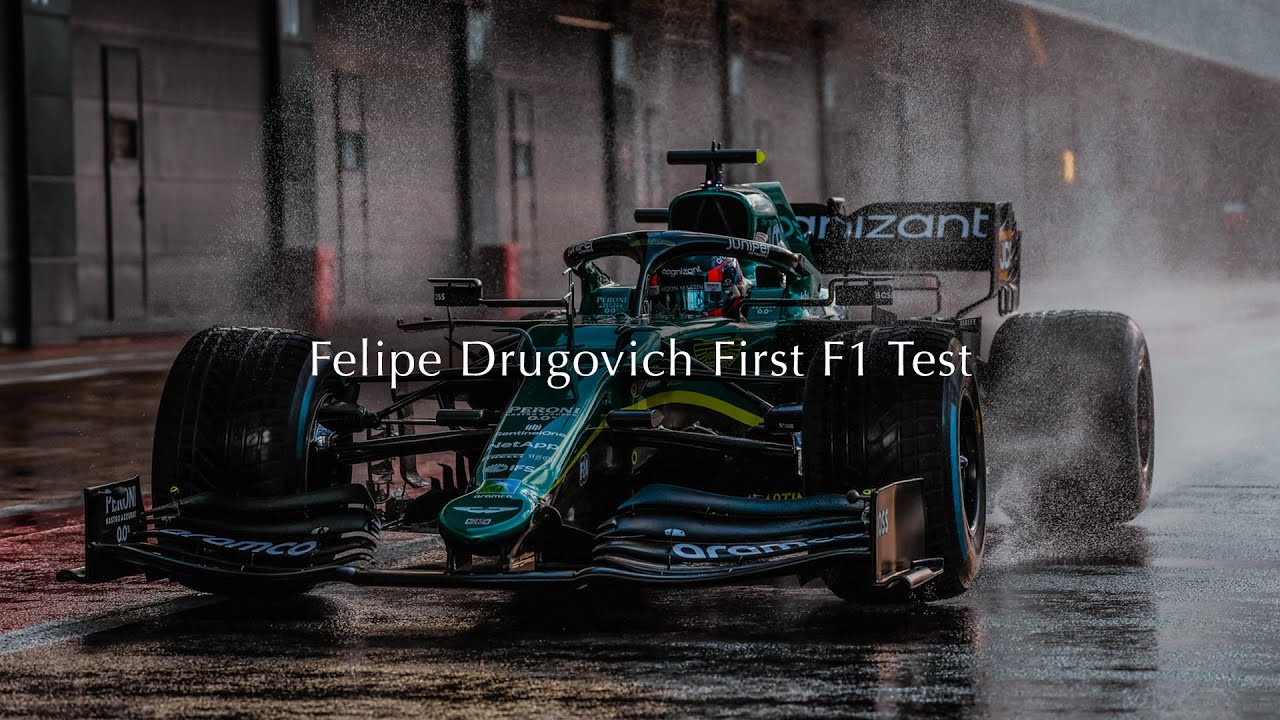 Felipe Drugovich's first F1 test in the Aston Martin AMR21