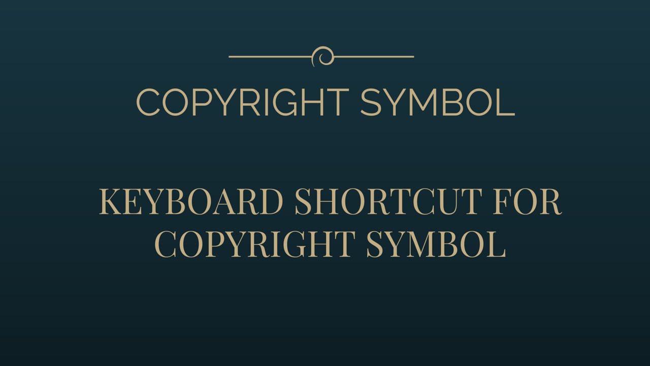 Easiest Method For Creating COPYRIGHT SYMBOL !