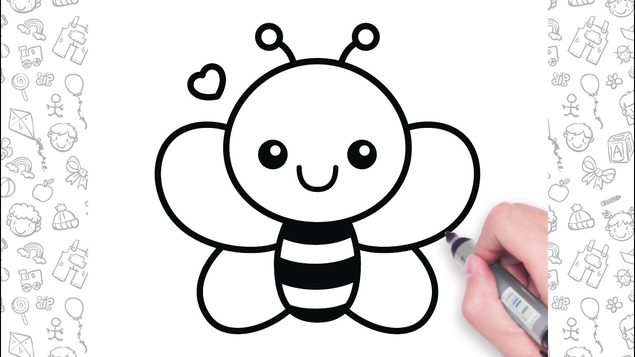 🐝 How to Draw a Cute Bee | Cute Drawings