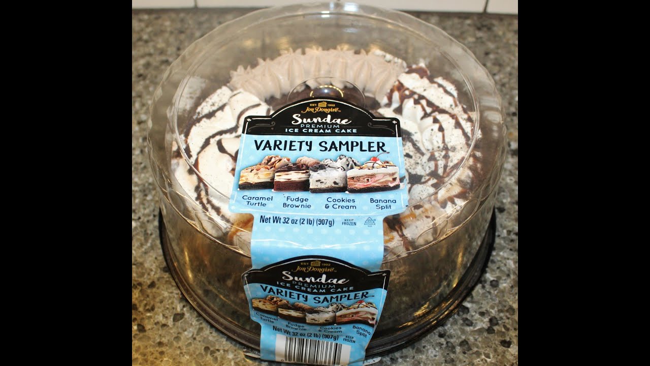 Jon Donaire Ice Cream Cake Sampler: Caramel Turtle, Fudge Brownie, Cookies & Cream, Banana Split