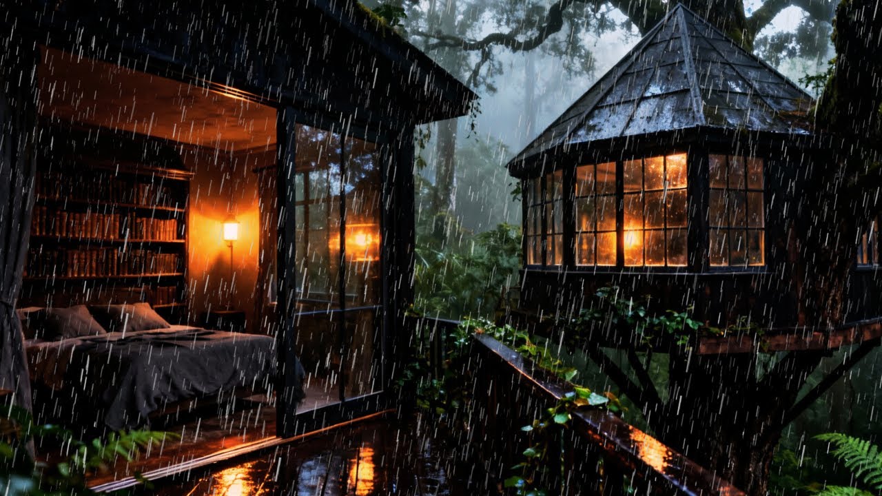 Rain Sounds for Sleeping – Deep Cabin Forest Thunderstorm to Stop Overthinking and Sleep Fast