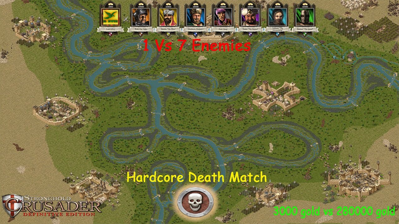Новая карта 1 против 7 могущественных врагов — Stronghold Crusader DE Hardcore — Meadows in the S...