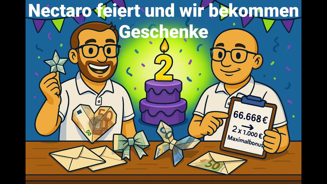 Nectaro hat Geburtstag - 2x1.000 Euro geschenkt, 66.800 &euro; investiert