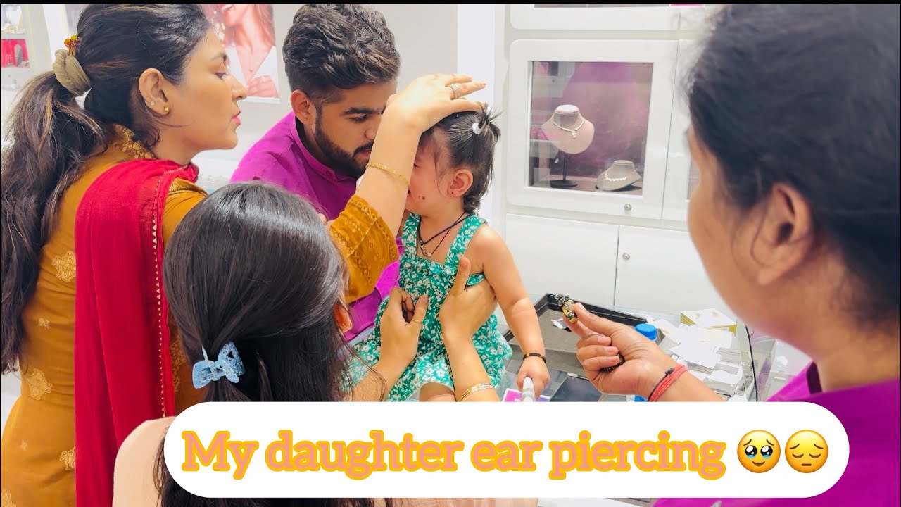 My 01 year old daughter ear piercing 🥹 so emotional moments || ear piercing of 1 yrs old ||