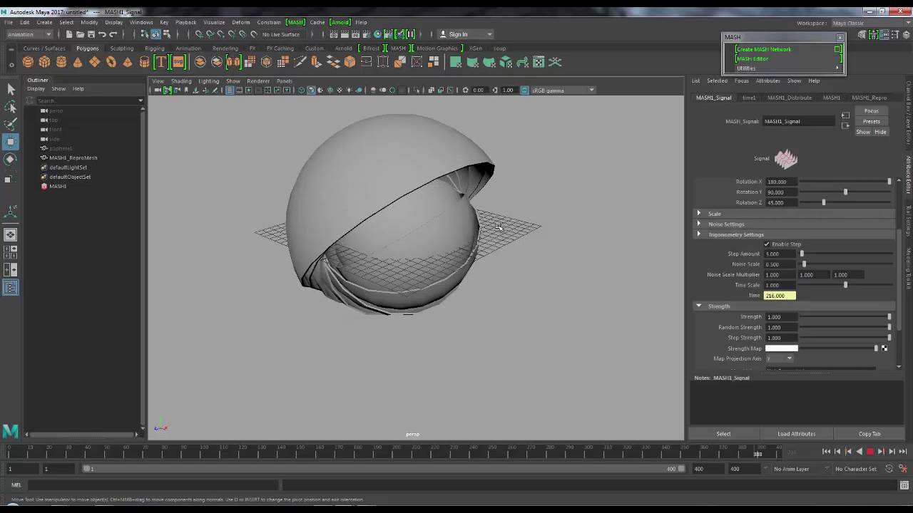 Concentric Spheres Maya MASH Motion Graphics