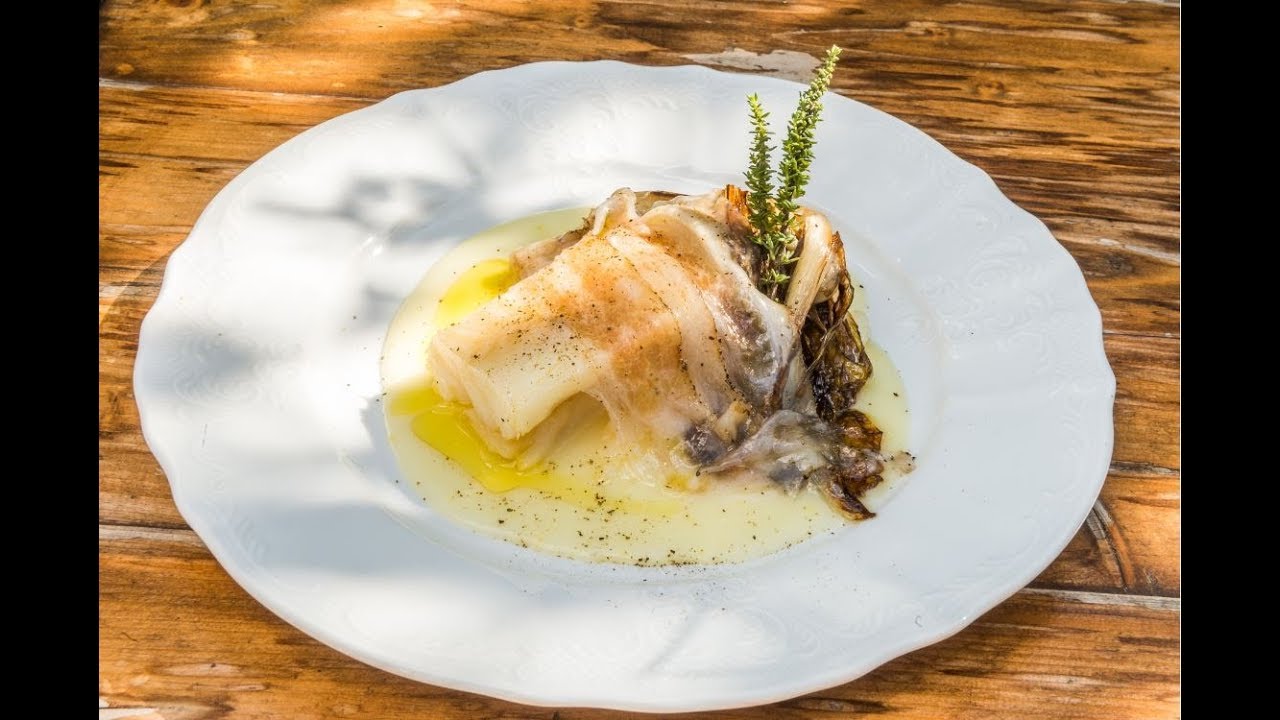Crema di patate, Stoccafisso di Norvegia, radicchio confit e guanciale di Diego Rossi