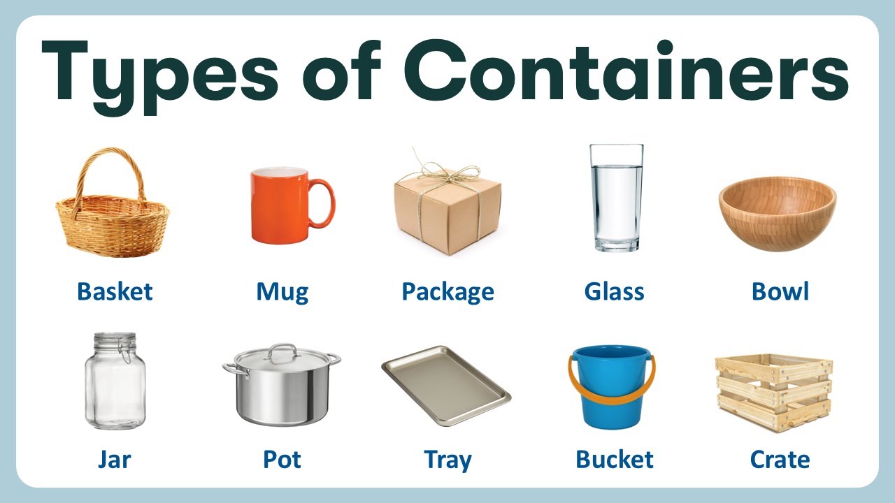 Types of Containers | Learning Name of Containers in English with Pronunciations and Pictures