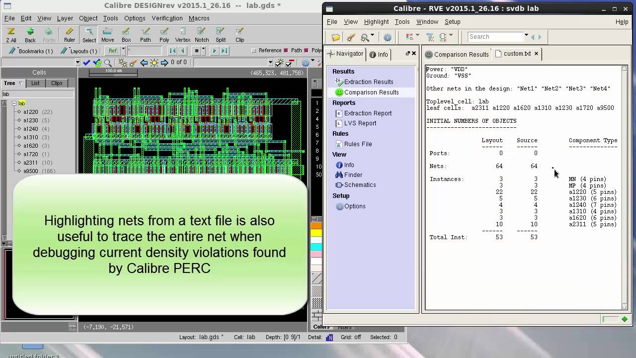 How to highlight nets from a custom text file using Calibre RVE