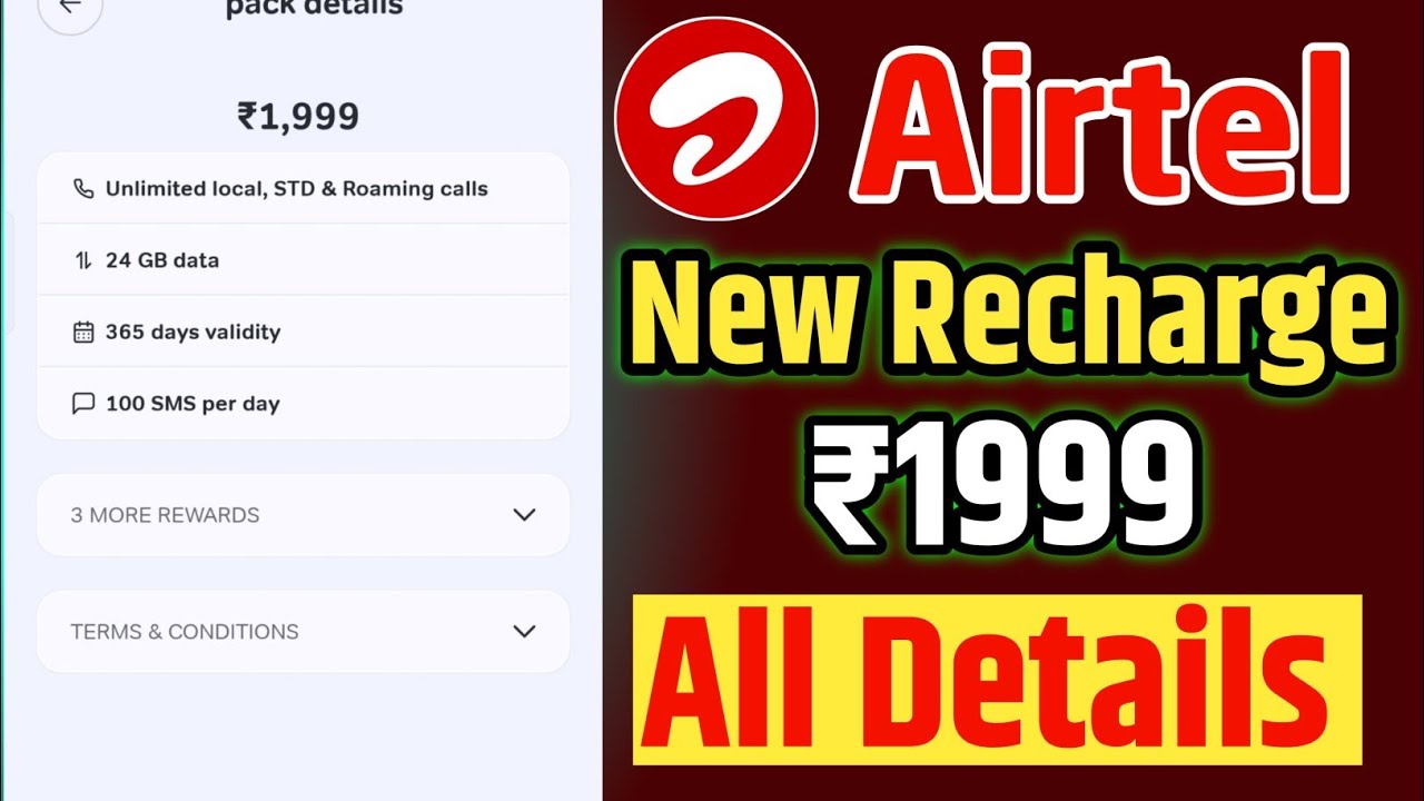 Airtel ₹1,999 Recharge Plan All Details 🔥 | Airtel Annual Calling Best Recharge Plan ₹1,999