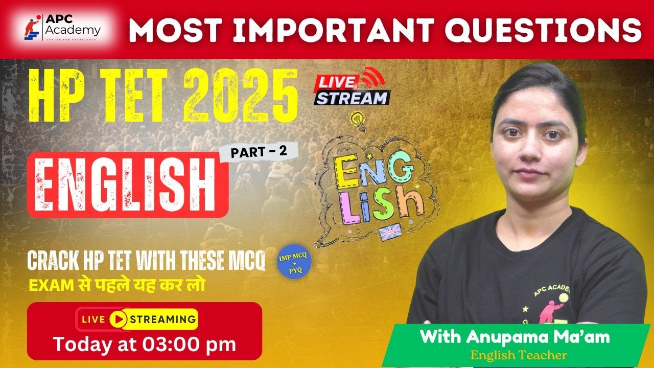 HP TET  || ENGLISH || P - 2 Most Important Questions + PYQ #hptet2025 #apcacademy #hpbose #tet