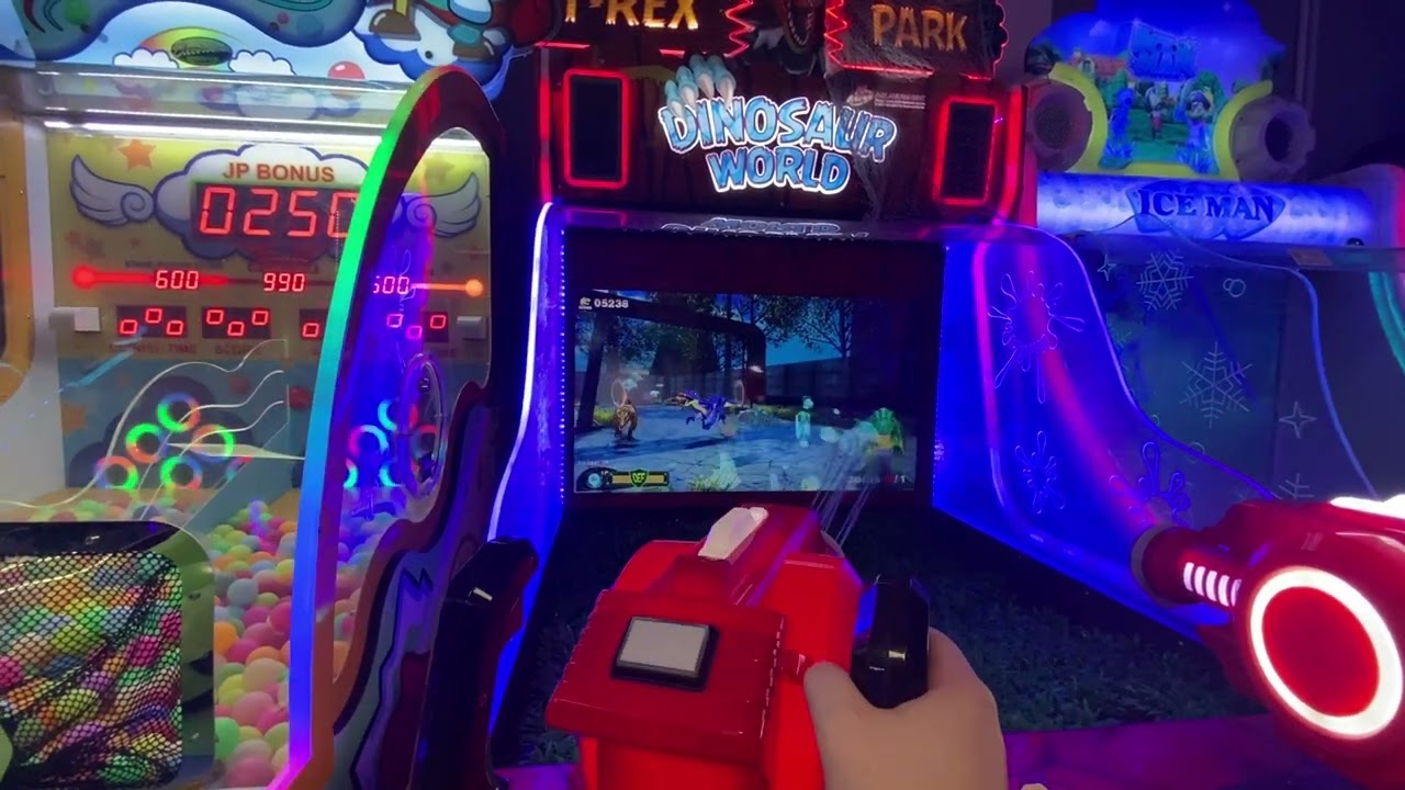 Me playing the dinosaur world game in red rose bowling in Preston 