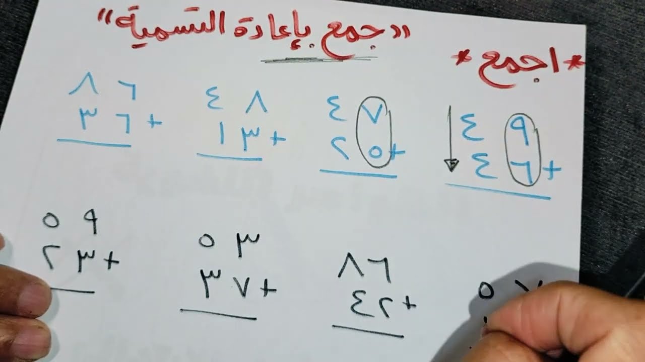 طريقة جمع رقمين مع رقمين بإعادة التسمية بطريقة سهلة وبسيطة مع مس زهرة 👌