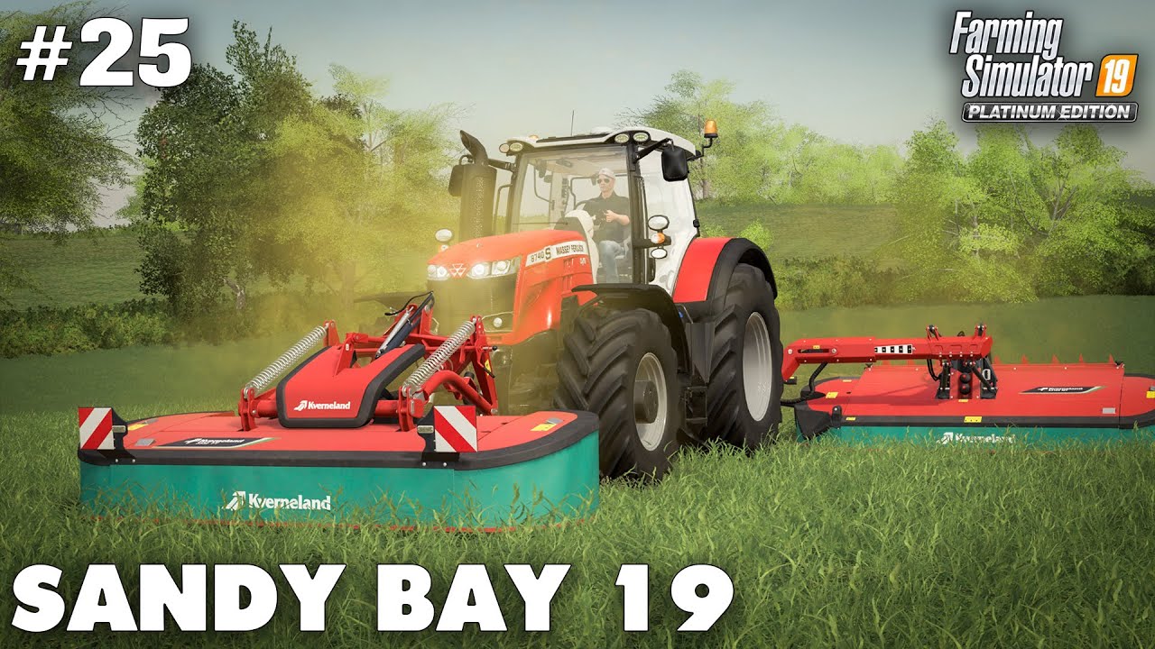 Sandy Bay #25 Trying The Kverneland DLC Mowers & Baler, Farming Simulator 19 Timelapse, Seasons