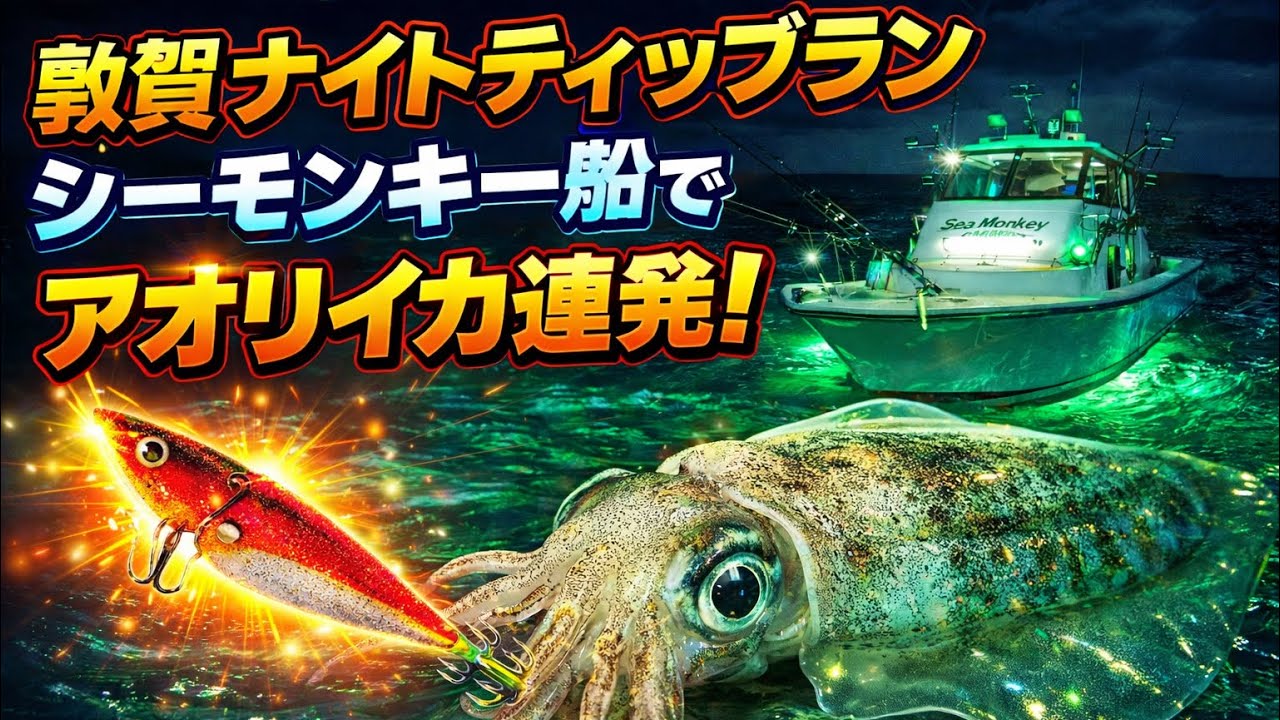 🎣 【敦賀ティップランナイトゲーム】シーモンキー船でアオリイカを狙ってみた！