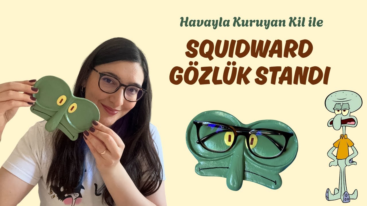 Havayla Kuruyan Kil ile Squidward Gözlük Standı - DIY Squidward Glasses Holder / Jewelry Tray