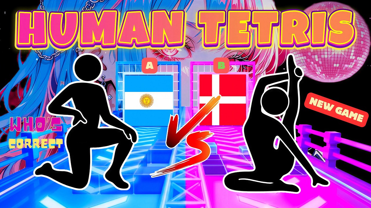 HUMAN TETRIS PvP 2 Player Battle 🤜🤛 | Guess The Country Flag 🌍 |  Immersive Interactive Warm-Up