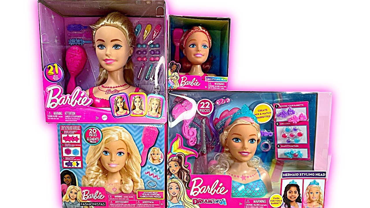ASMR Unboxing 4 Barbie Fashionista Styling Heads! Over 60 min! Hair Play Oddly Satisfying No Talking