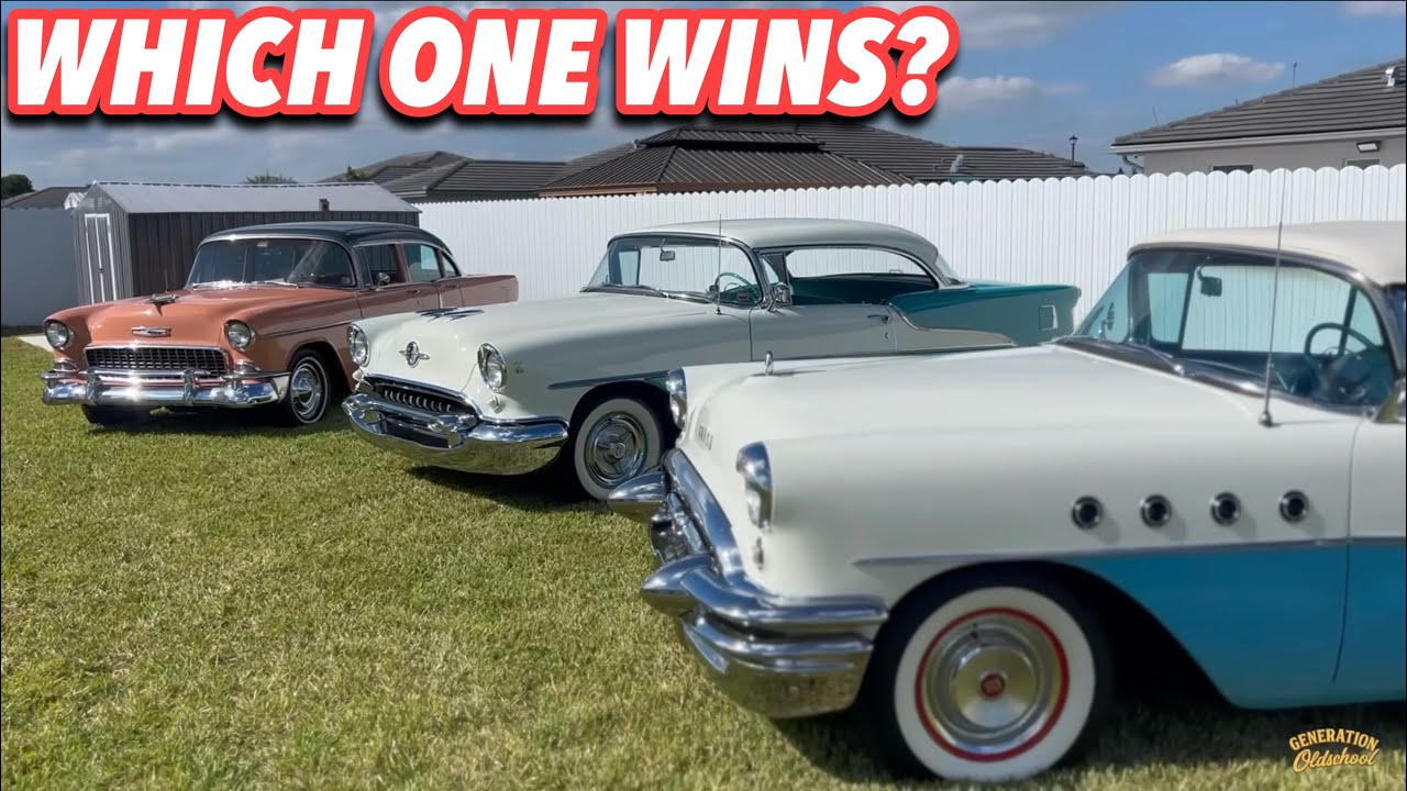 Сравнение трёх автомобилей 1955 года: Chevrolet Belair, Oldsmobile 88 и Buick Century — какой из ...