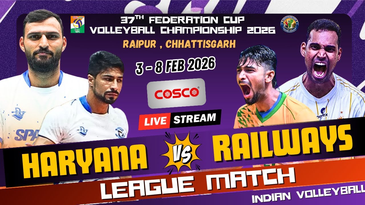 Day 3 | Haryana Vs Railways | Mens HD Live | 37th Federation Cup Volleyball 2026 | Chhatisgarh