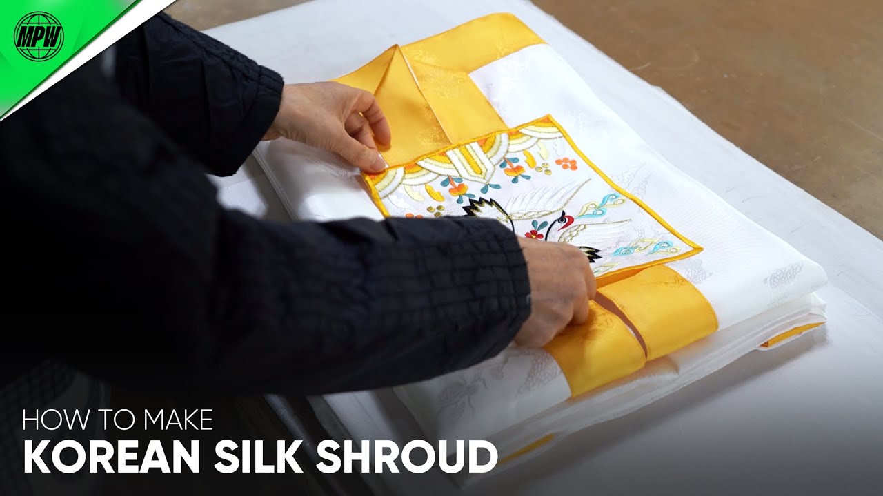 Process of Making 'Hanbok Silk Shroud'. Korean Traditional Clothes