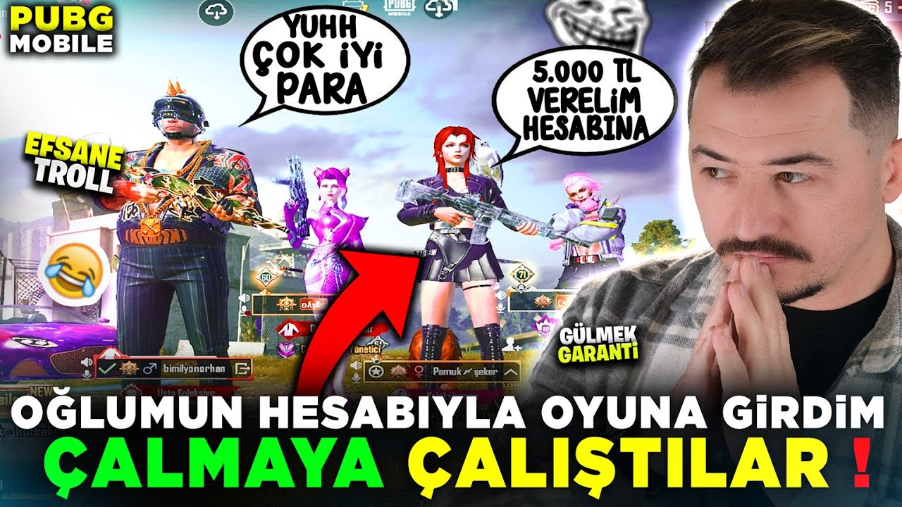 OĞLUMUN HESABIYLA OYUNA GİRDİM 😎 HESABIMI ÇALMAYA ÇALIŞTILAR - PUBG MOBİLE TROLL
