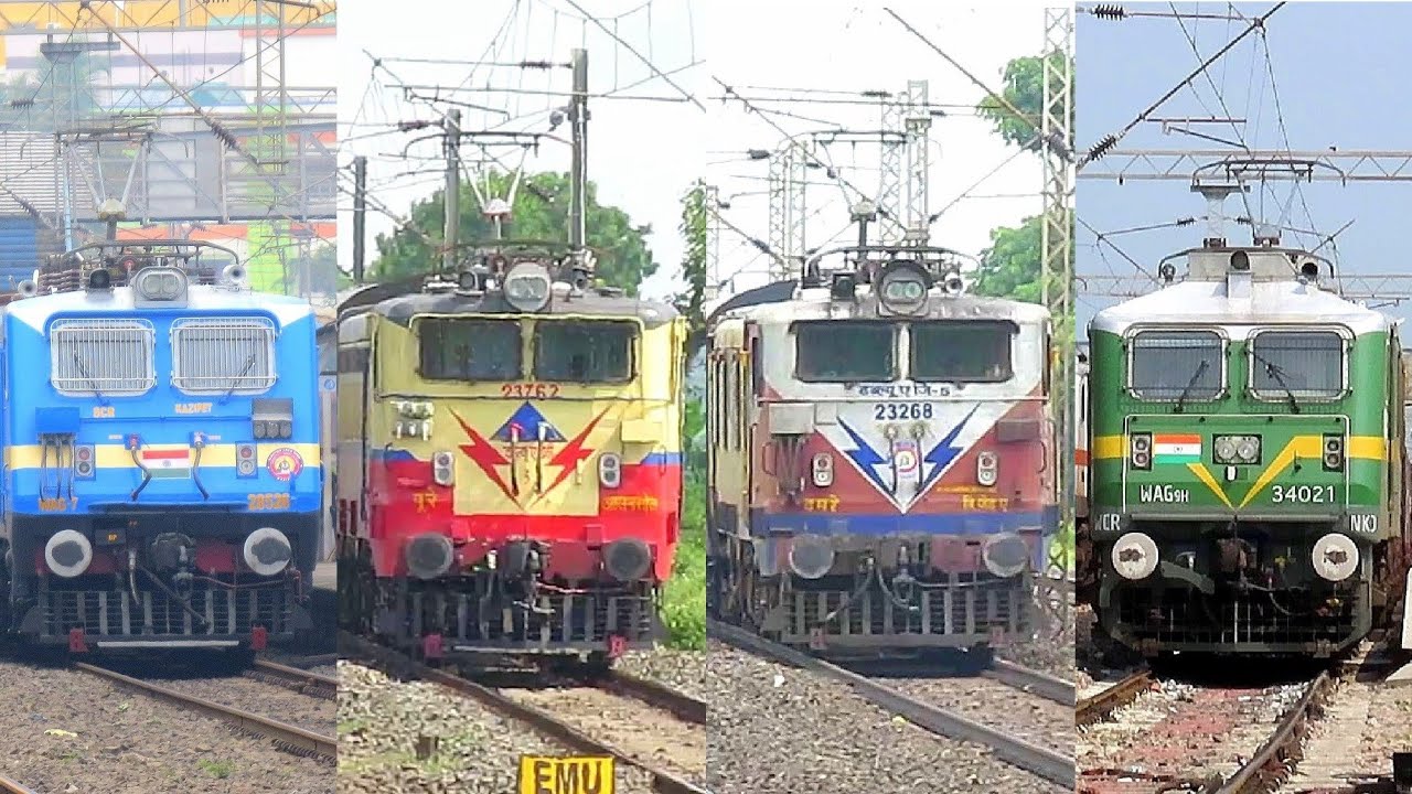 [5 in 1] Beautiful Freight Locos with Speedy Passenger Trains | WAG-9 WAG-7 WAG-5 in Full Speed