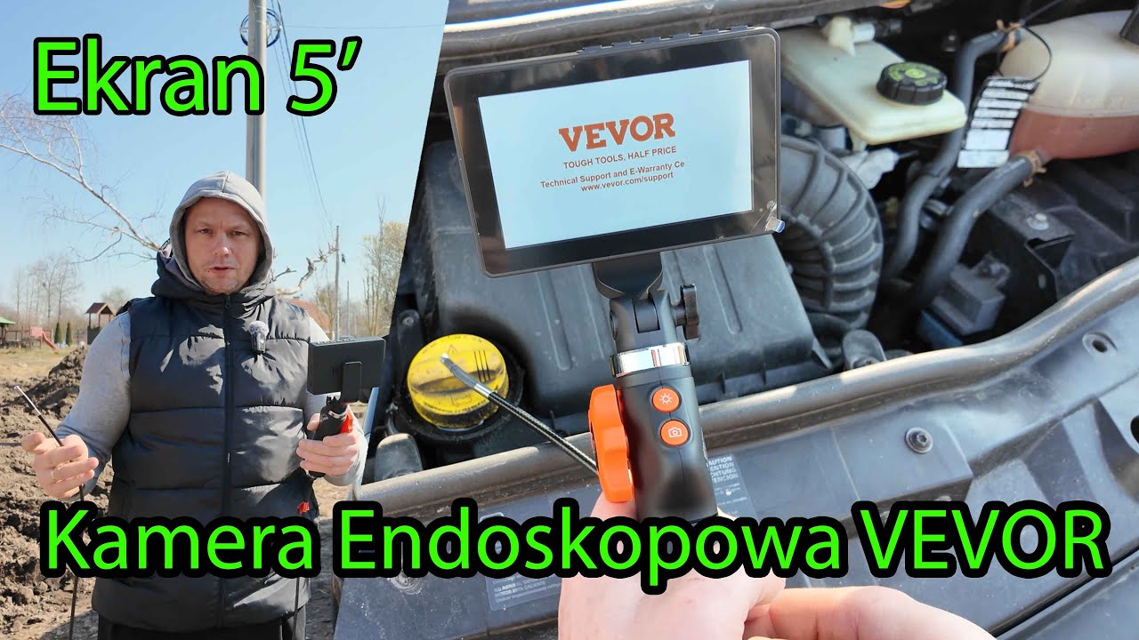 Kamera Endoskopowa VEVOR z Ekranem 5'' - Testujemy na silniku!