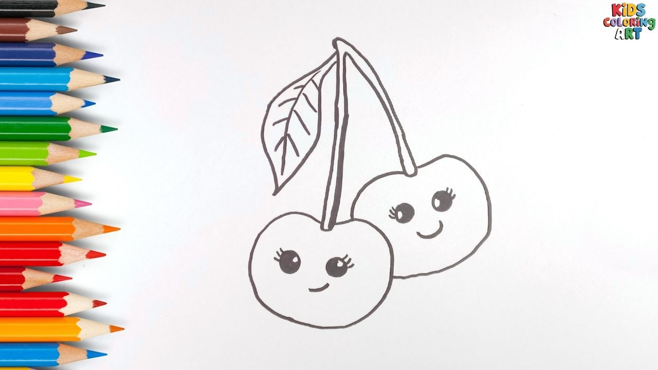 How to Draw Cute Cherry Fruit Easy Step by Step | Drawing for Kids