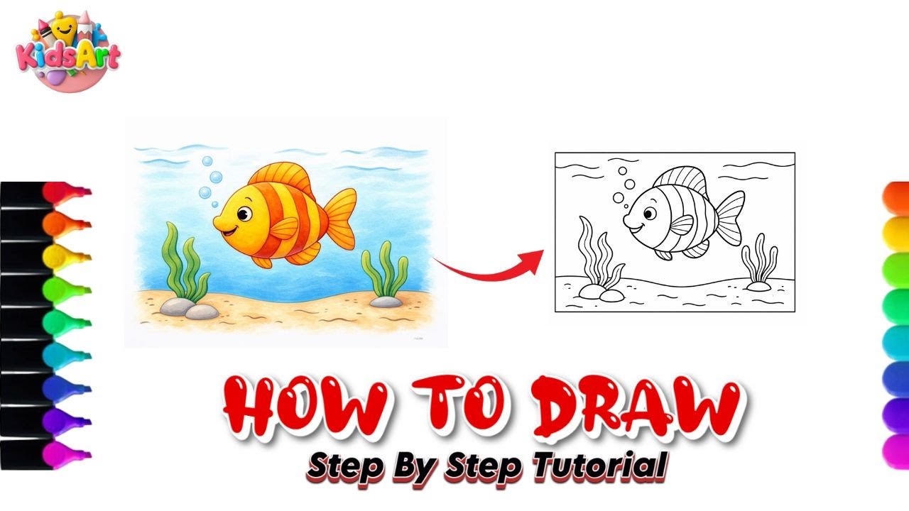 How to Draw a Cute Fish | Easy Underwater Fish Drawing Step by Step