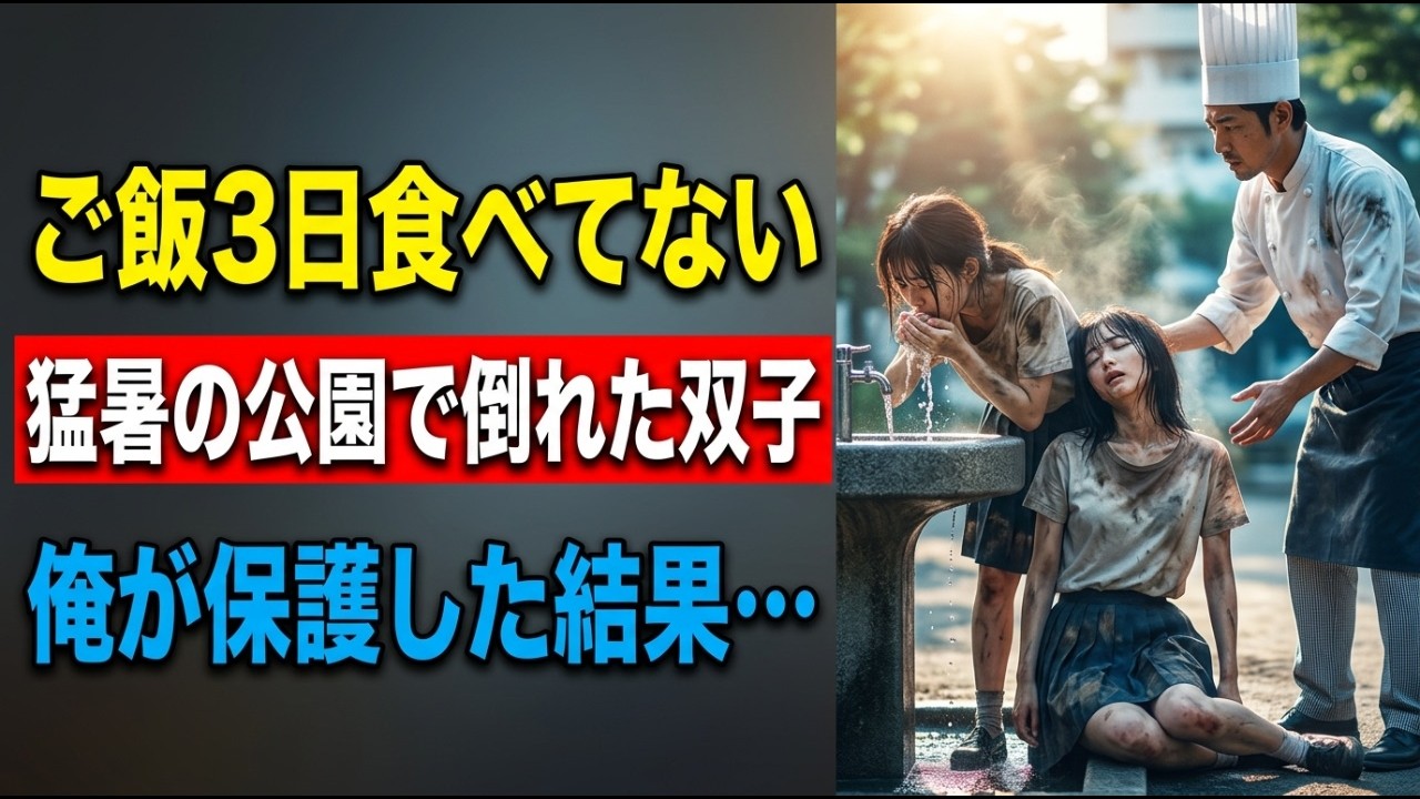 【感動する話】真夏の炎天下、公園で水道水を顔に浴びる双子姉妹「ごはん…3日食べてない」→うちに連れ帰って食事を振る舞った結果…【朗読・スカッと・泣ける話】