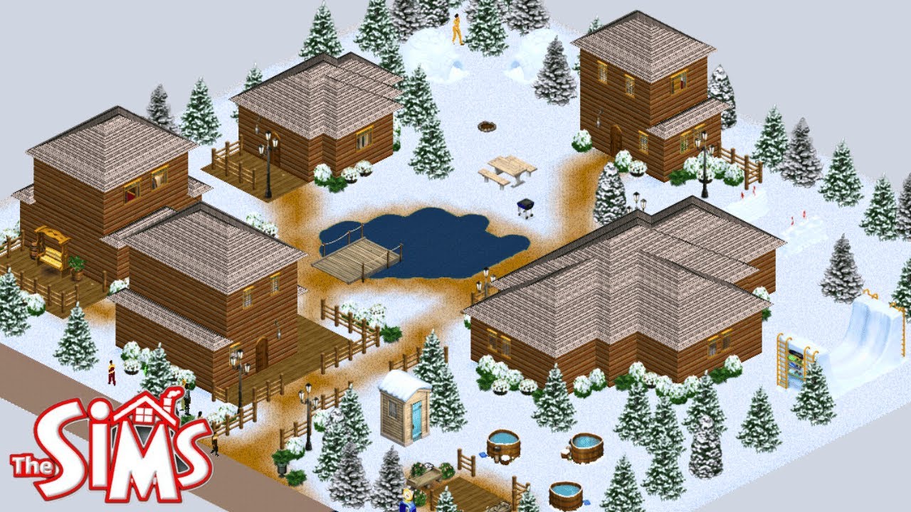 Building Winter Holiday Cabins in The Sims 1