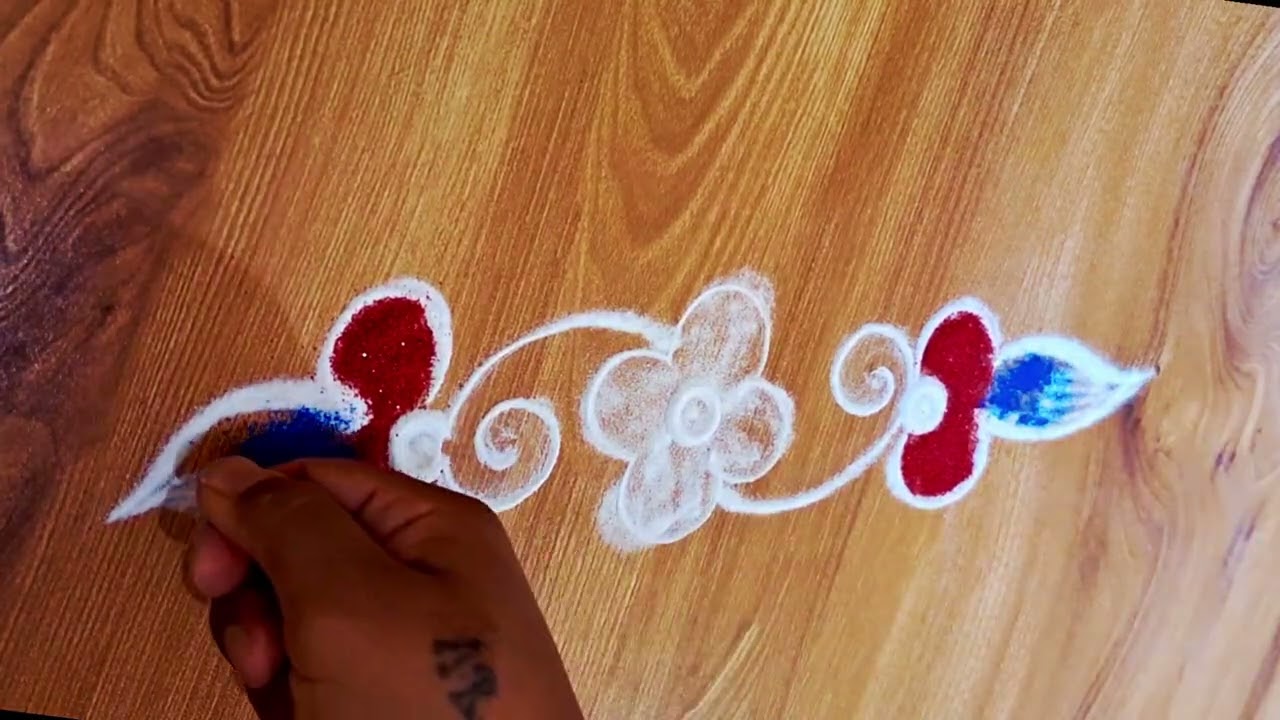 💁‍♀️8 EASY BORDER RANGOLI DESIGN #smallrangoli#doorrangoli#dailyrangoli #doorrangoli#border rangoli 