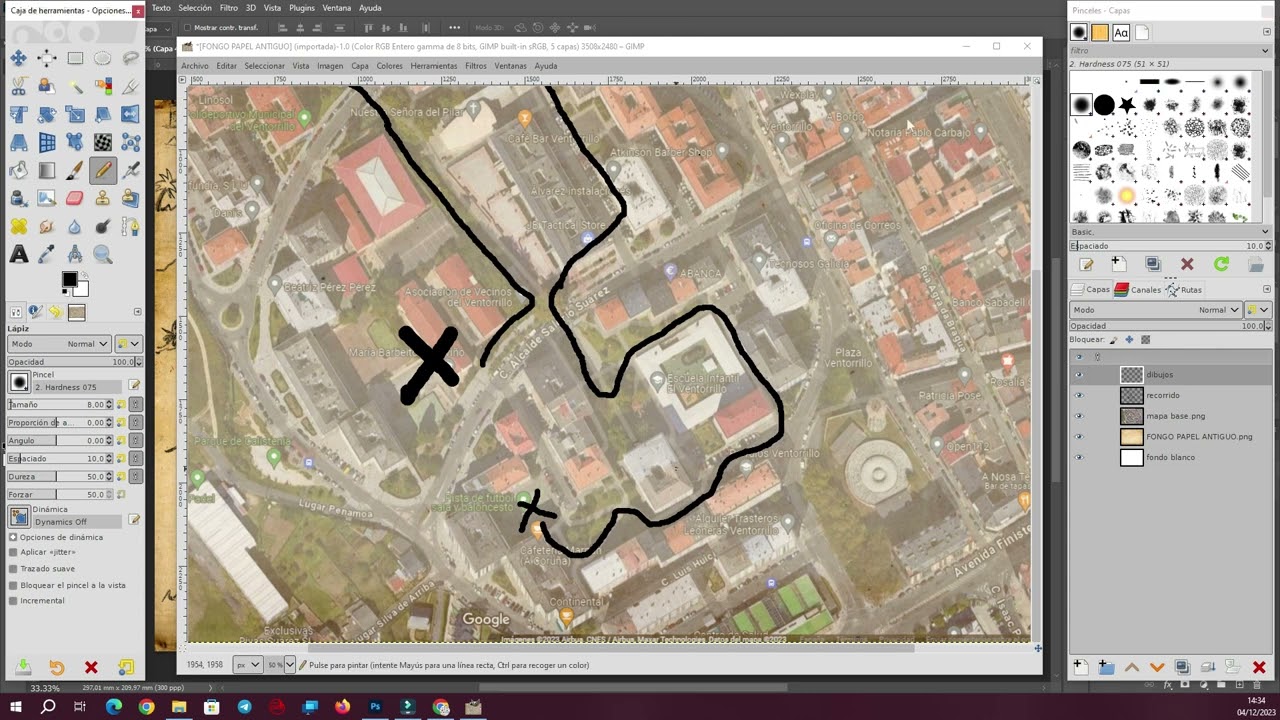 6. Exploraci&oacute;n Creativa: Creando un Mapa Interactivo con Google Maps y GIMP:  DIBUJOS