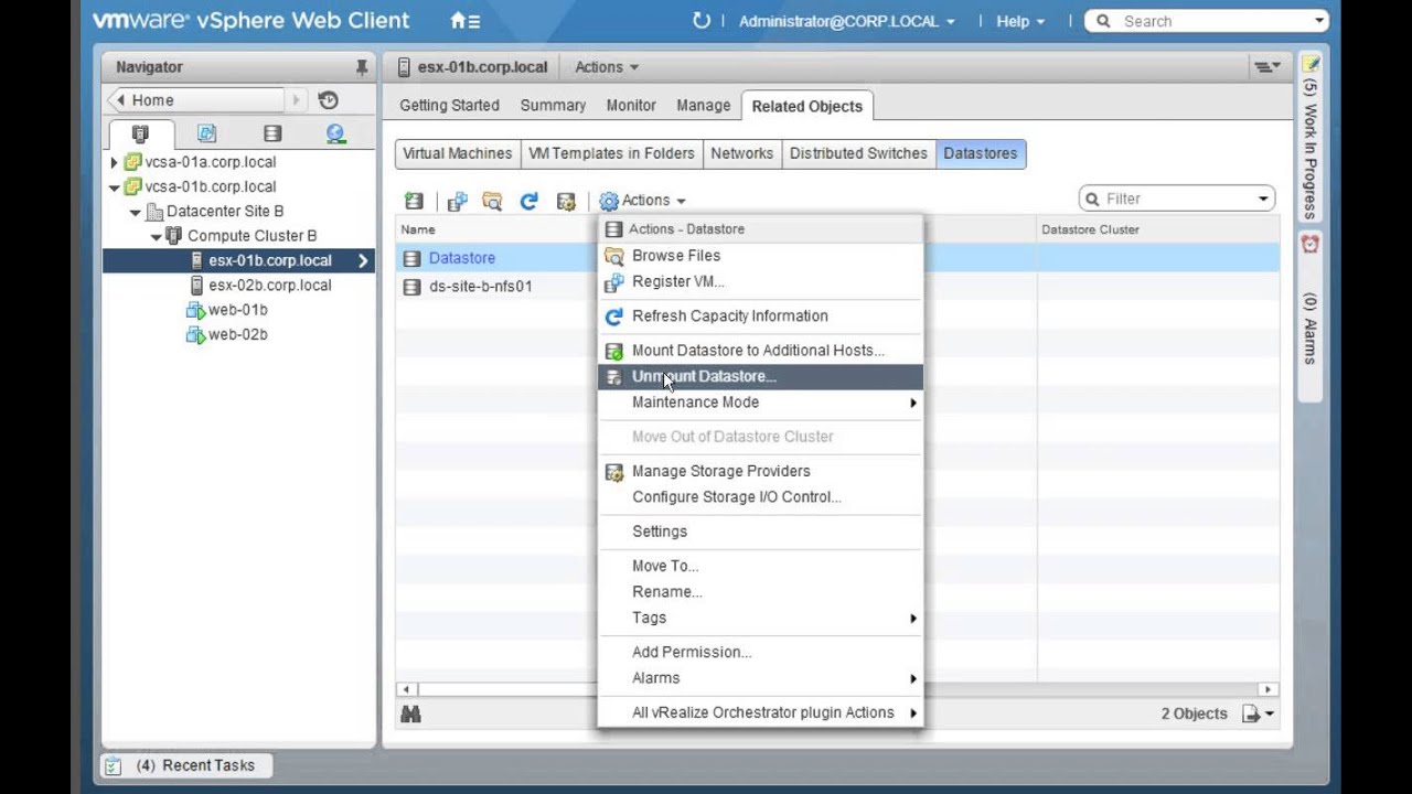 Unmounting a NFS Datastore