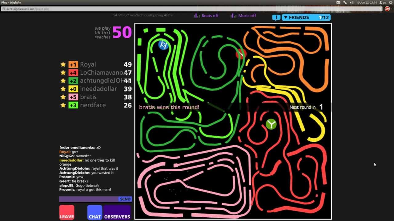 Curve Fever 2 (Achtung die Kurve) | June tournament 2012