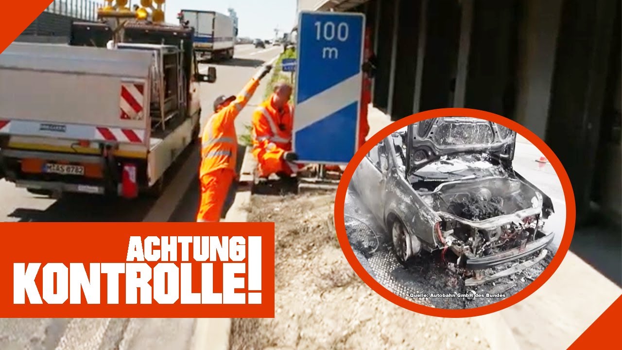 SPEKTAKULÄR! 🔥 PKW fängt FEUER & beschädigt Verkehrsschild! |1/2| Kabel Eins | Achtung Kontrolle
