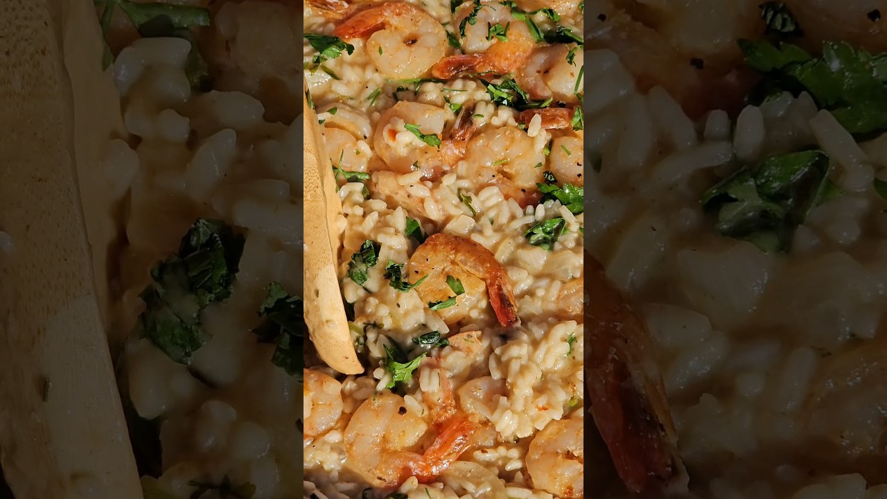 Shrimp Risotto 🇮🇹 #shrimp #shrimpsrecipe #italianfood #risotto  #summerrecipe