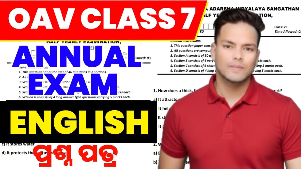 OAV Class 7 Annual Exam English Question2026|Adarsha Class 7 Annual Exam English Questions 2026
