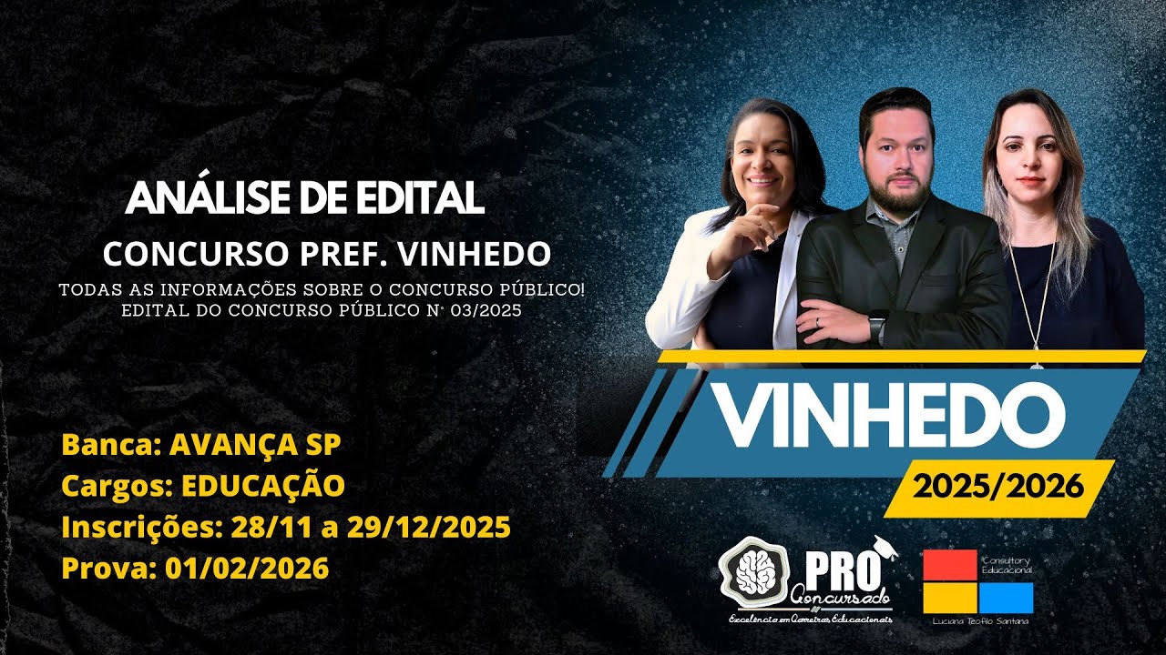 Análise de Edital - Prefeitura de Vinhedo 2025 - Professores